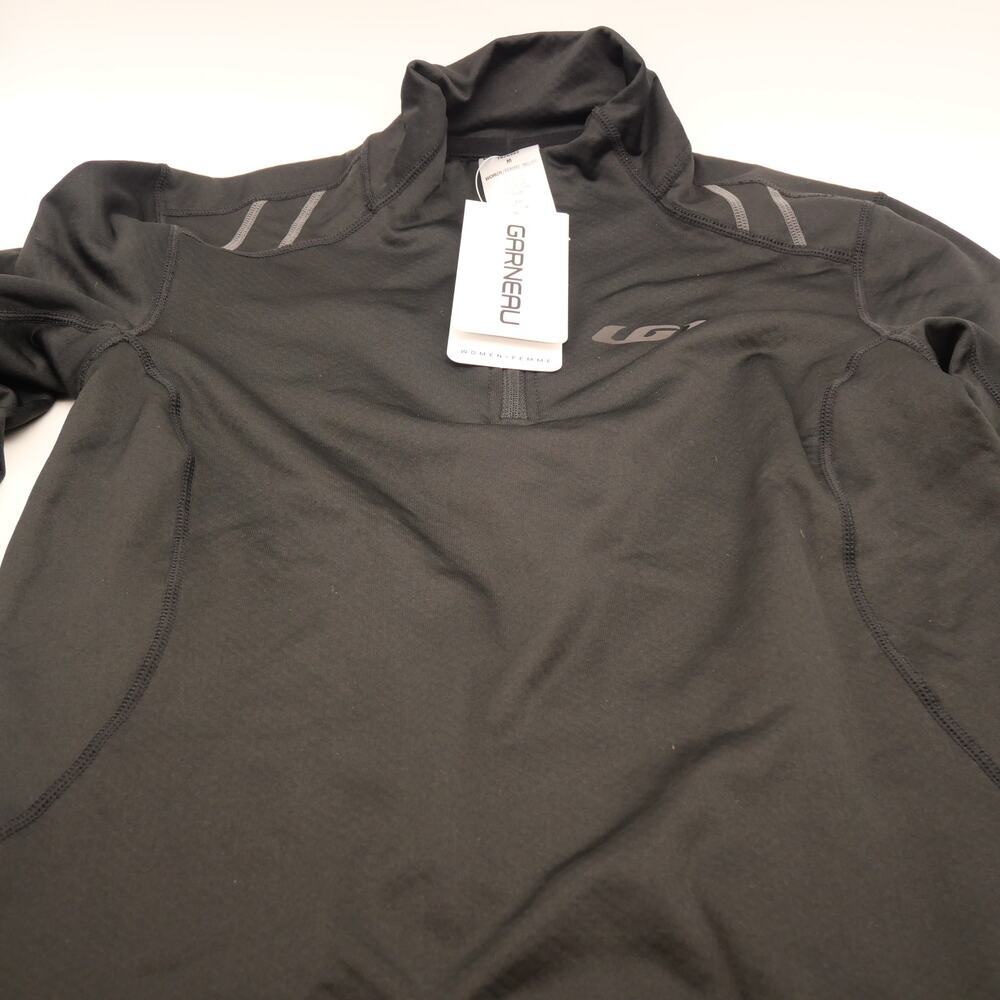NEW Louis Garneau Women's Medium 3000 Zip Neck BLACK Regulates Temperature - Picture 1 of 9